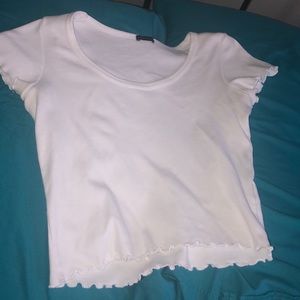 White Brandy Melville Lettice Trim Crop Top